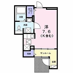 ラフィネII　堀之内 1階ワンルームの間取り