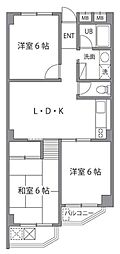 京王線 つつじヶ丘駅 徒歩18分の賃貸マンション 3階3LDKの間取り
