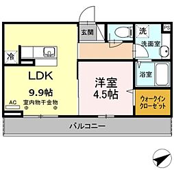 セジュール夢 3階1LDKの間取り