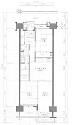 サンスクエア川崎5号棟 4階3DKの間取り