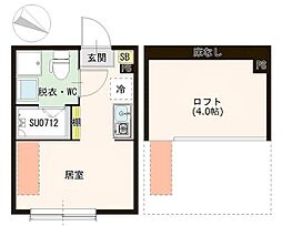 ハーモニーテラス白鷺II 1階ワンルームの間取り