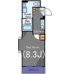 エスポワール溝の口 4階1Kの間取り