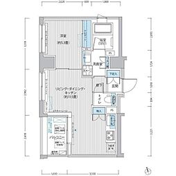ロディア日本橋茅場町 9階1LDKの間取り