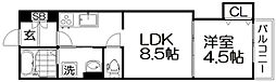 クリオーレ藤阪東町 1LDKの間取図画像