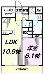 JR中央線 西八王子駅 徒歩8分の賃貸マンション 1階1LDKの間取り