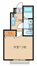 シルクコートA 1Kの間取図画像