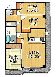 アイングレース八千代 5階3LDKの間取り