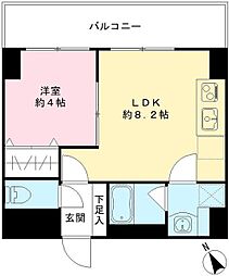 LUVIAS堺 4階1DKの間取り