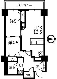 シティコート目黒4号棟 2LDKの間取図画像