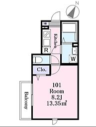 J-Maison淵野辺 1Kの間取図画像