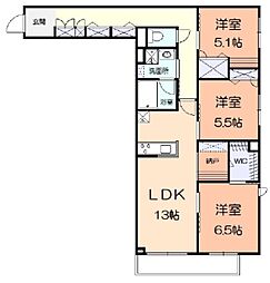 ソルメゾン元橋本 1階3LDKの間取り