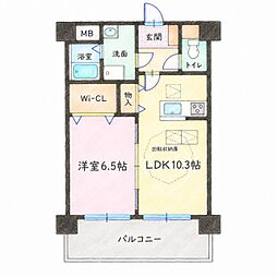 ルネス郡山ステーションサイド 1LDKの間取図画像