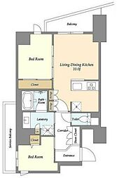 コンフォリア竹ノ塚イースト 2階2LDKの間取り