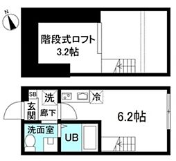 エスシーハウス妙蓮寺 ワンルームの間取図画像