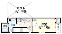 マーレ船堀 2階1Kの間取り