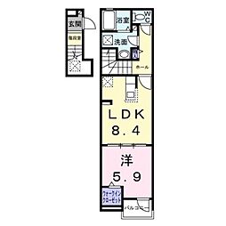 タウンハウス 2階1LDKの間取り