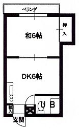 尚山ハイツ 3階1DKの間取り