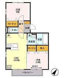 アネシス 2階2LDKの間取り
