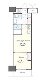 ルーツ新宿若松町 7階1DKの間取り