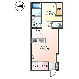 アルデュール ロゼ (Ardeur Rose) 1LDKの間取図画像