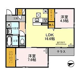 Osaka Metro中央線 深江橋駅 徒歩4分の賃貸アパート 3階2LDKの間取り