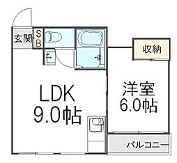 ハイム重田 2階1LDKの間取り