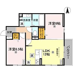 仮称）D-ROOM東住吉区南田辺4丁目 3階2LDKの間取り