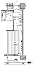 カスタリア麻布十番七面坂 ワンルームの間取図画像