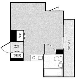 プレステイジA 3階ワンルームの間取り