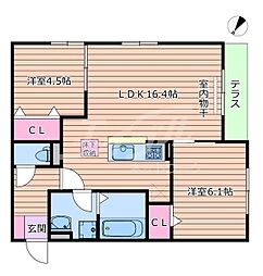 Maison de Espoir　豊里 1階2LDKの間取り