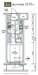 MAXIV生田 1Kの間取図画像