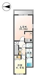 ソレアードIII 2階1LDKの間取り