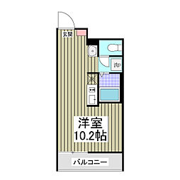 JR横浜線 矢部駅 徒歩14分の賃貸アパート 3階ワンルームの間取り