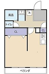 カーサ池尻 10階ワンルームの間取り