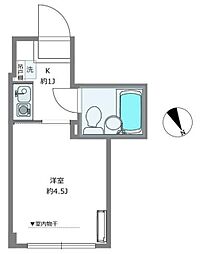 クレムレノ大井 1Kの間取図画像