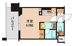 東京メトロ東西線 行徳駅 徒歩1分の賃貸マンション 4階ワンルームの間取り