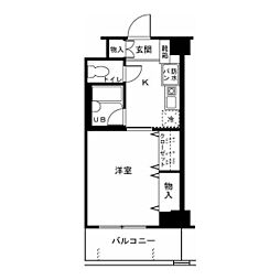 東急田園都市線 田奈駅 徒歩3分の賃貸マンション 3階1Kの間取り