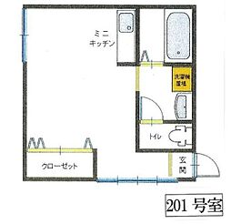 パレス白井 2階ワンルームの間取り