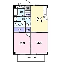 エクシード 2DKの間取図画像