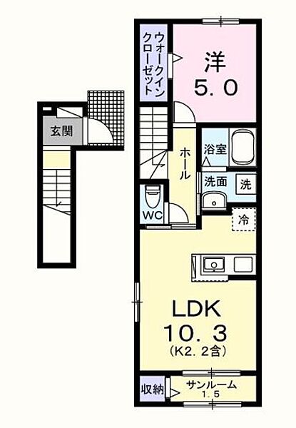 東京都福生市本町(賃貸アパート1LDK・2階・44.28㎡)の写真 その2