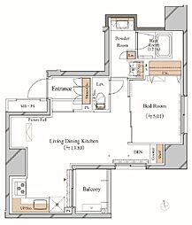 ブランシエスタ上野 13階1LDKの間取り