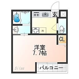 EN西ノ京二条 1階1Kの間取り