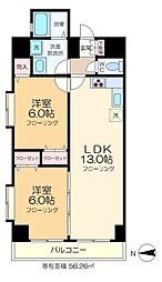 Spring Court 6階2LDKの間取り