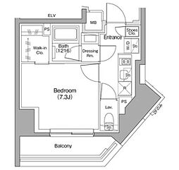 ザ・パークハビオ赤羽 9階1Kの間取り