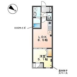 サウダージ 1階1LDKの間取り