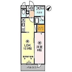 センカ 1階1LDKの間取り
