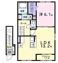 エレガンスロワイエ 2階1LDKの間取り