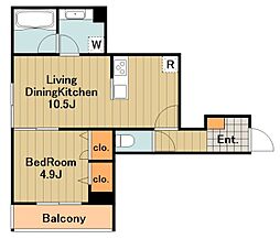 D-ROOM・M 1LDKの間取図画像