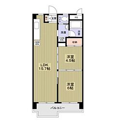 日香苑Ｉ 101 1階2LDKの間取り