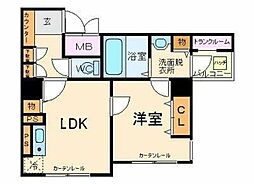 東京メトロ日比谷線 茅場町駅 徒歩2分の賃貸マンション 5階1LDKの間取り